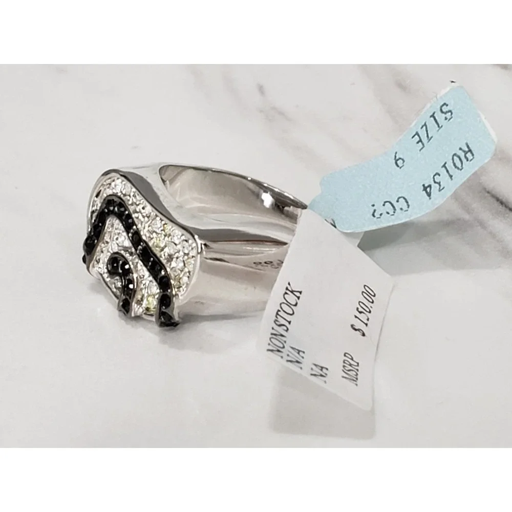NEW SIZE 9 LAUREN G ADAMS SNAKE SWIRL BLACK CRYSTAL RING WEARABLE ART COCKTAIL